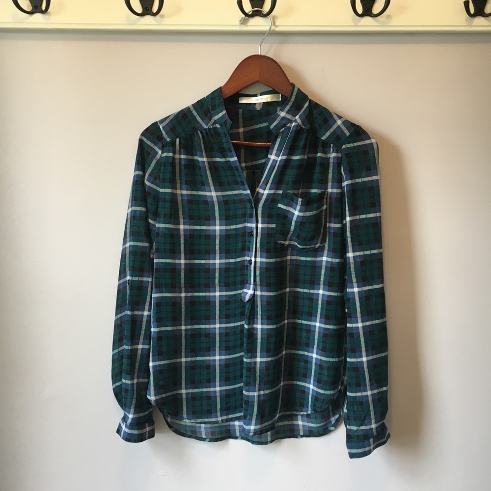 ModCloth Fun2Fun sheer plaid long sleeved tunic